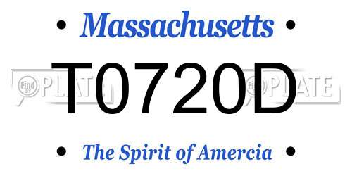 T0720D Massachusetts License Plate
