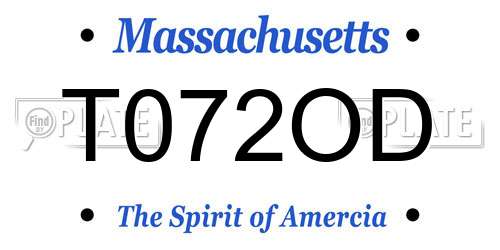 T072OD Massachusetts License Plate