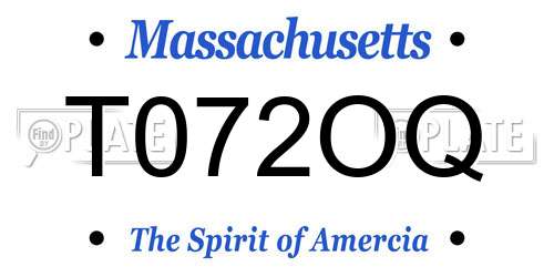 T072OQ Massachusetts License Plate