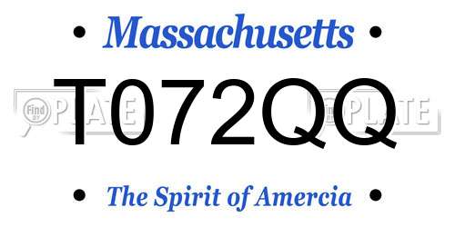 T072QQ Massachusetts License Plate