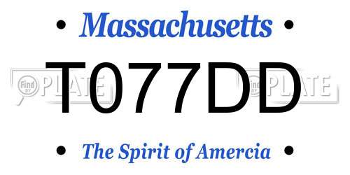 T077DD Massachusetts License Plate