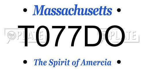 T077DO Massachusetts License Plate