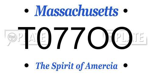 T077OO Massachusetts License Plate