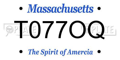 T077OQ Massachusetts License Plate