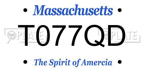 T077QD Massachusetts License Plate