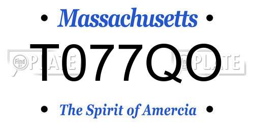 T077QO Massachusetts License Plate