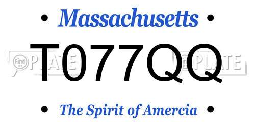 T077QQ Massachusetts License Plate