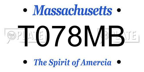 T078MB Massachusetts License Plate