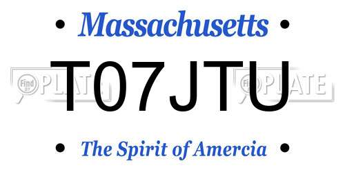T07JTU Massachusetts License Plate