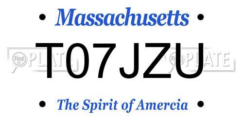 T07JZU Massachusetts License Plate