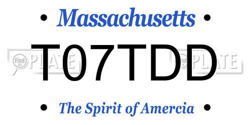 T07TDD Massachusetts License Plate