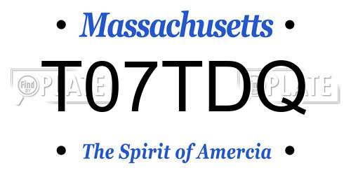 T07TDQ Massachusetts License Plate