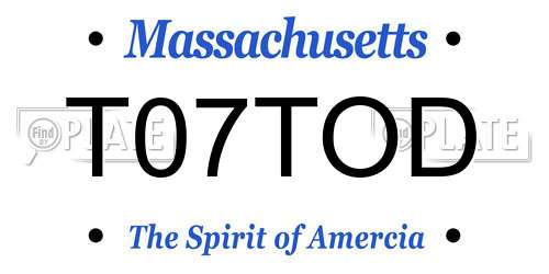 T07TOD Massachusetts License Plate