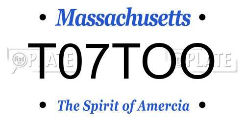 T07TOO Massachusetts License Plate