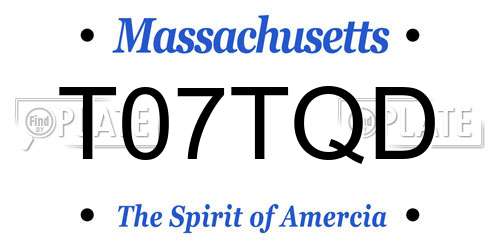 T07TQD Massachusetts License Plate