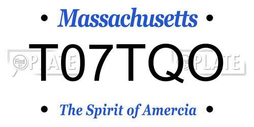 T07TQO Massachusetts License Plate