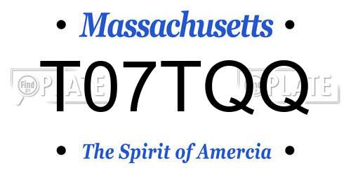 T07TQQ Massachusetts License Plate