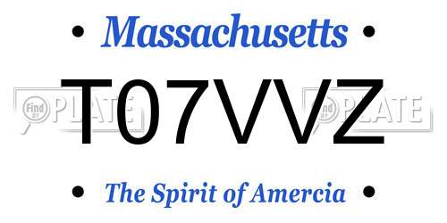 T07VVZ Massachusetts License Plate