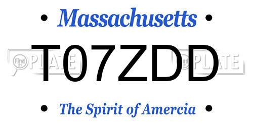 T07ZDD Massachusetts License Plate