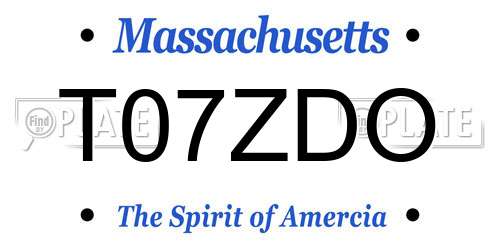 T07ZDO Massachusetts License Plate