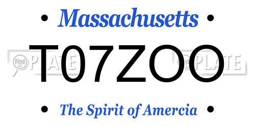T07ZOO Massachusetts License Plate