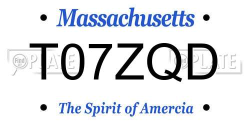 T07ZQD Massachusetts License Plate