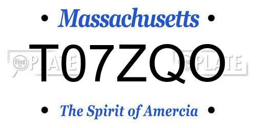T07ZQO Massachusetts License Plate