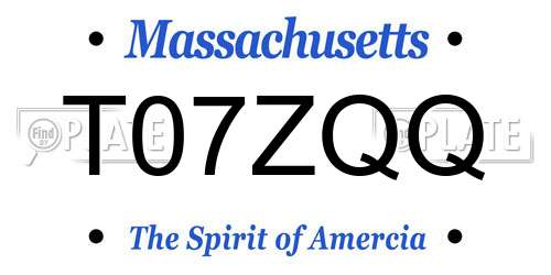 T07ZQQ Massachusetts License Plate