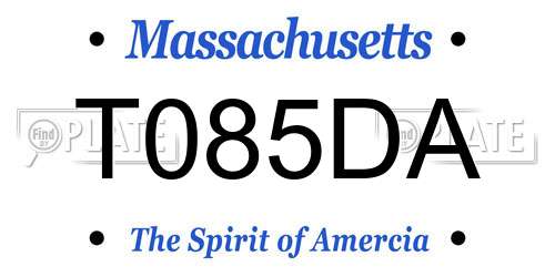 T085DA Massachusetts License Plate