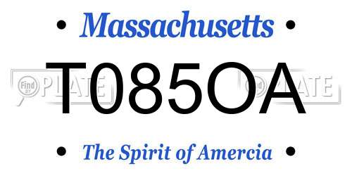 T085OA Massachusetts License Plate
