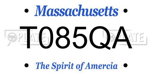 T085QA Massachusetts License Plate