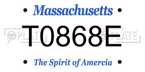 T0868E Massachusetts License Plate