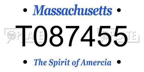T087455 Massachusetts License Plate