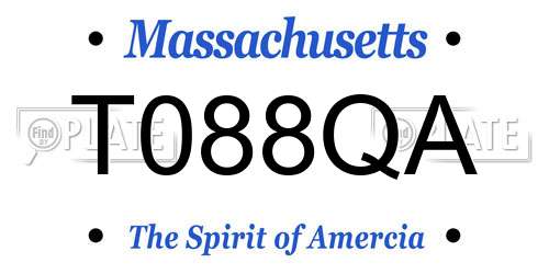 T088QA Massachusetts License Plate