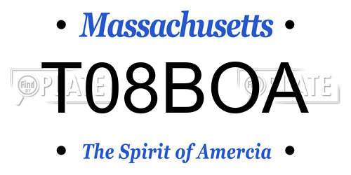 T08BOA Massachusetts License Plate