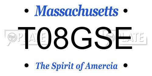 T08GSE Massachusetts License Plate