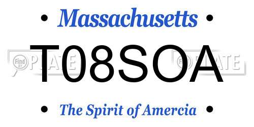 T08SOA Massachusetts License Plate