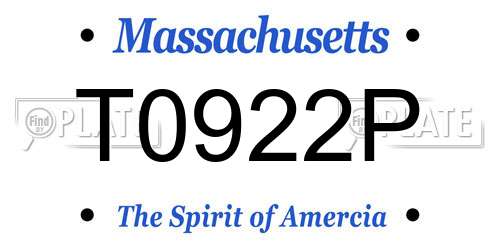 T0922P Massachusetts License Plate