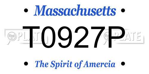 T0927P Massachusetts License Plate