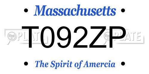 T092ZP Massachusetts License Plate