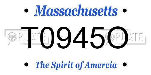 T0945O Massachusetts License Plate
