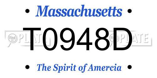 T0948D Massachusetts License Plate
