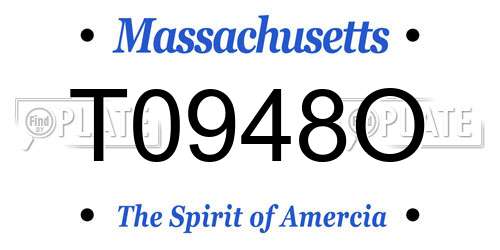 T0948O Massachusetts License Plate