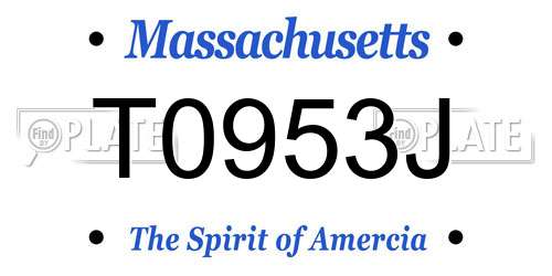 T0953J Massachusetts License Plate