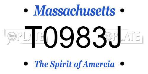 T0983J Massachusetts License Plate