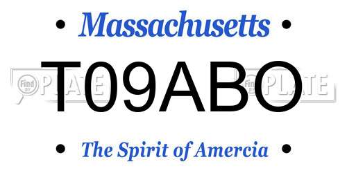 T09ABO Massachusetts License Plate