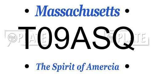 T09ASQ Massachusetts License Plate