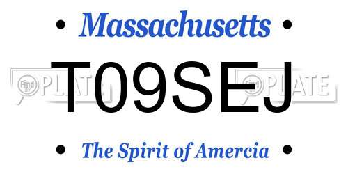 T09SEJ Massachusetts License Plate