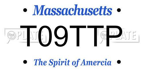 T09TTP Massachusetts License Plate