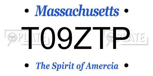 T09ZTP Massachusetts License Plate